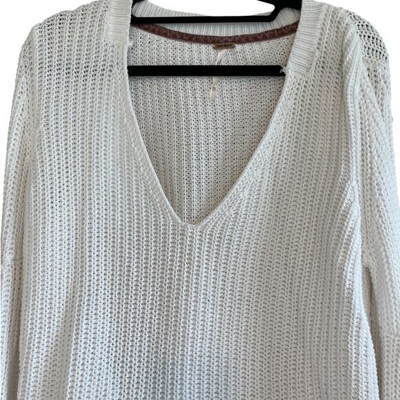 Free People FP Damsel Cotton Knit Cropped Bell Sleeve Sweater White Size XS - Picture 4 of 8